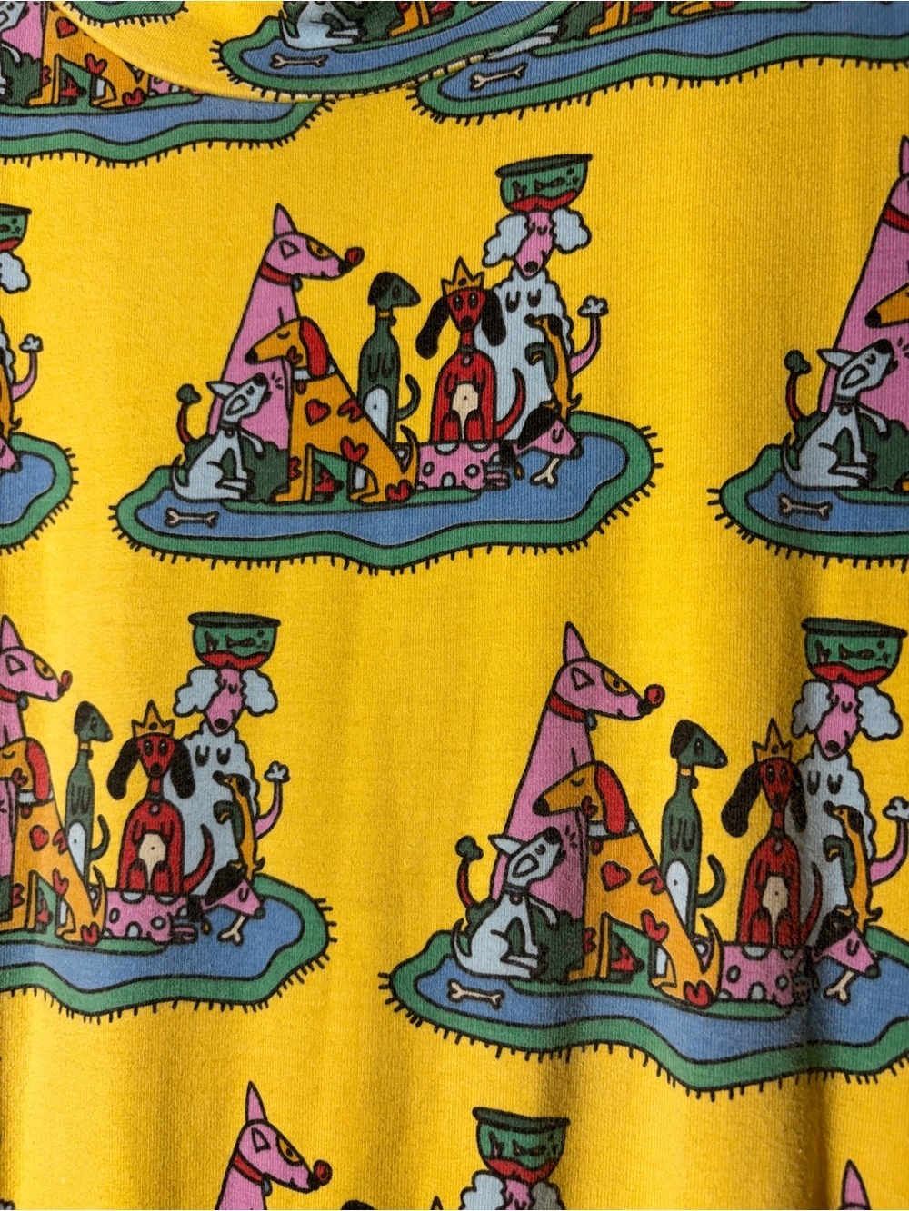 NOOWORKS Dahlia Dress In Dog Party Print SZ M Cotton Stretch Pockets Midi USA - Picture 9 of 10